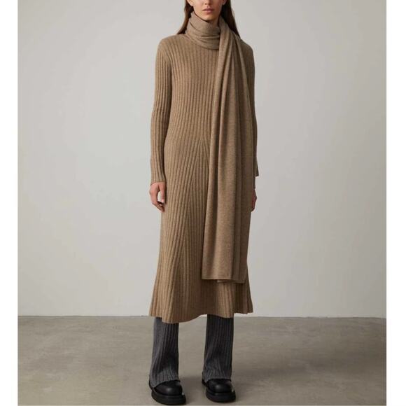 Lisa Yang Paris Scarf 100% Cashmere Mole Shawl Marled Dark Taupe Brown 75x205cm - Picture 3 of 11